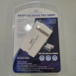 CP Tech / Level One -  - ClearLinks CL-UDVI-VGA USB 2.0 To DVI-VGA Adaptor